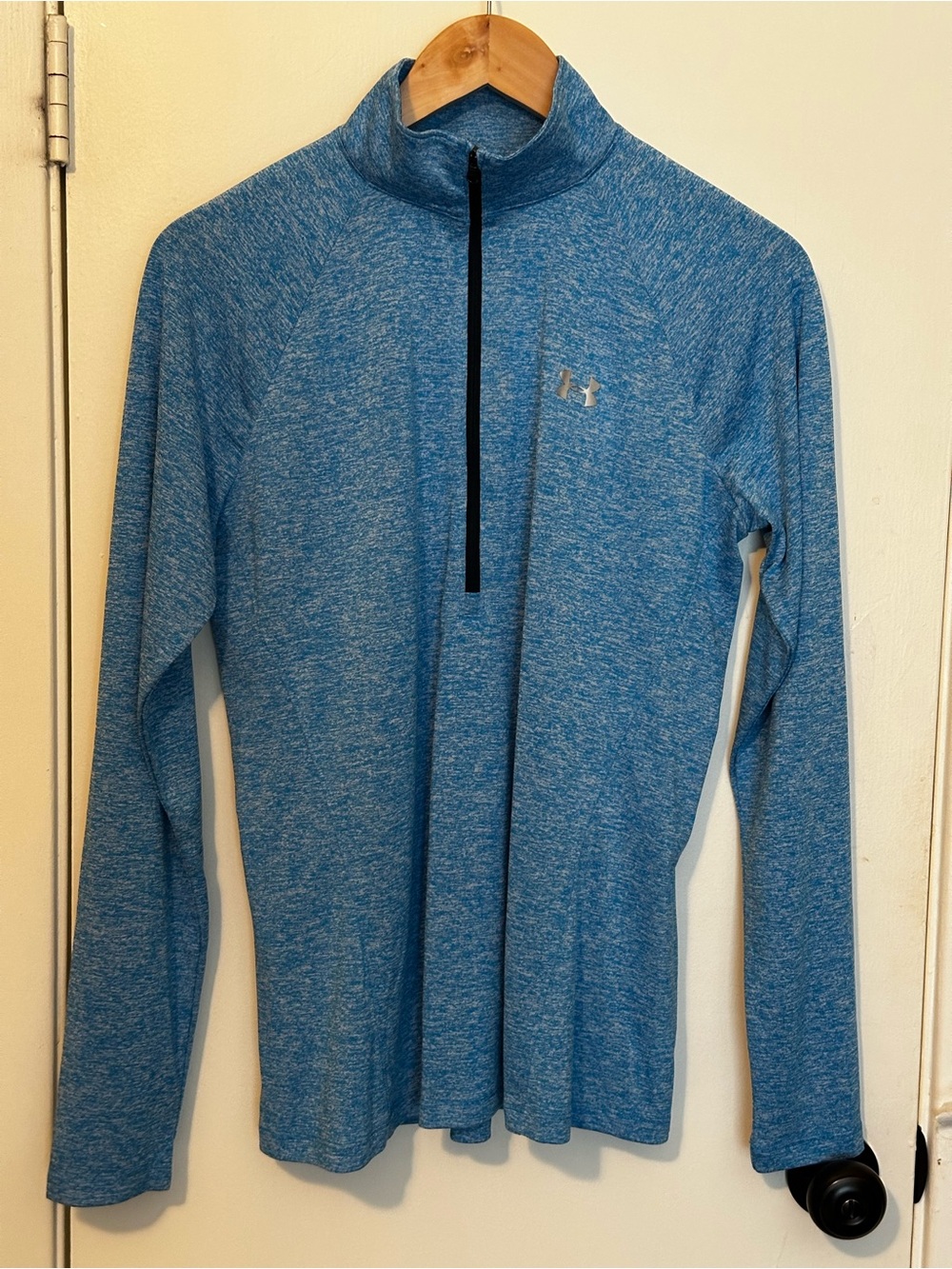 Under Armour Light Blue Heather 1/4 Zip Performance Top Size L